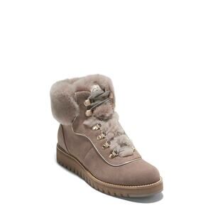 Cole Haan Zerogrand Beige Suede Explore Upstate Waterproof Genuine Shearling